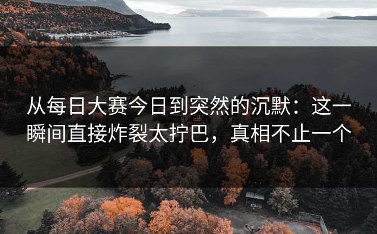 从每日大赛今日到突然的沉默：这一瞬间直接炸裂太拧巴，真相不止一个