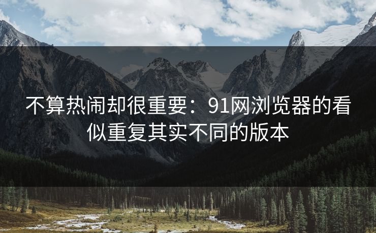 不算热闹却很重要：91网浏览器的看似重复其实不同的版本
