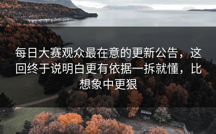 每日大赛观众最在意的更新公告，这回终于说明白更有依据一拆就懂，比想象中更狠